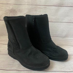 Totes Black Snow Boots with Rubber Sole Double Zipper Size 7 Women